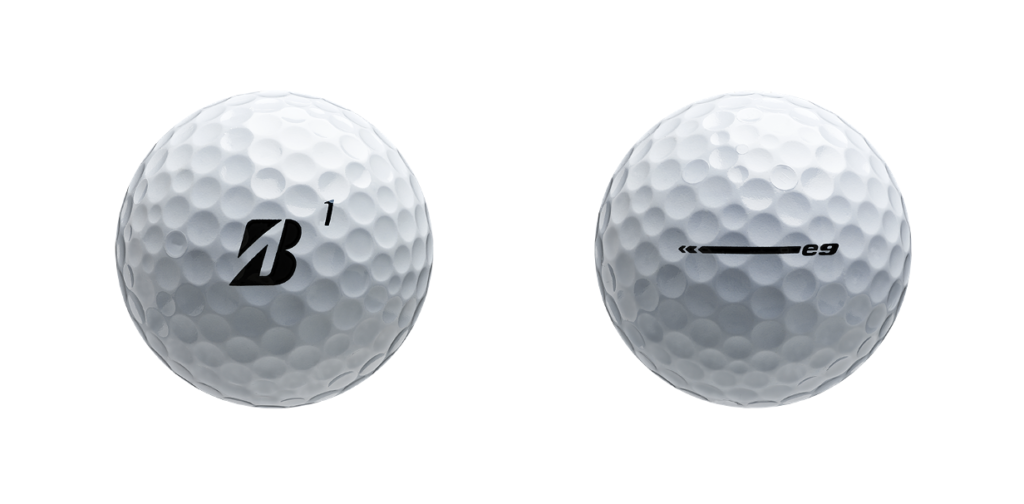 Alignment line of the new Bridgestone e9 golf ball